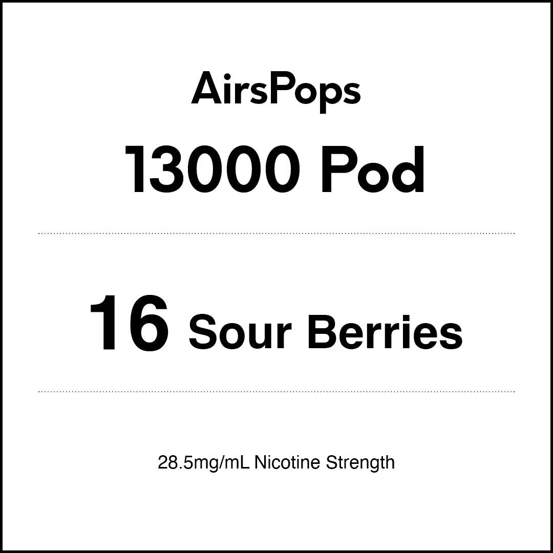 VapeTrend NZ's AirsPops 13000 Pod 16 Sour Berries