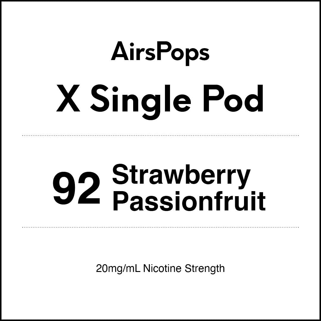 AIRSCREAM AirsPops X Single Pod - 92 Strawberry Passionfruit 3000 Puffs 5ml