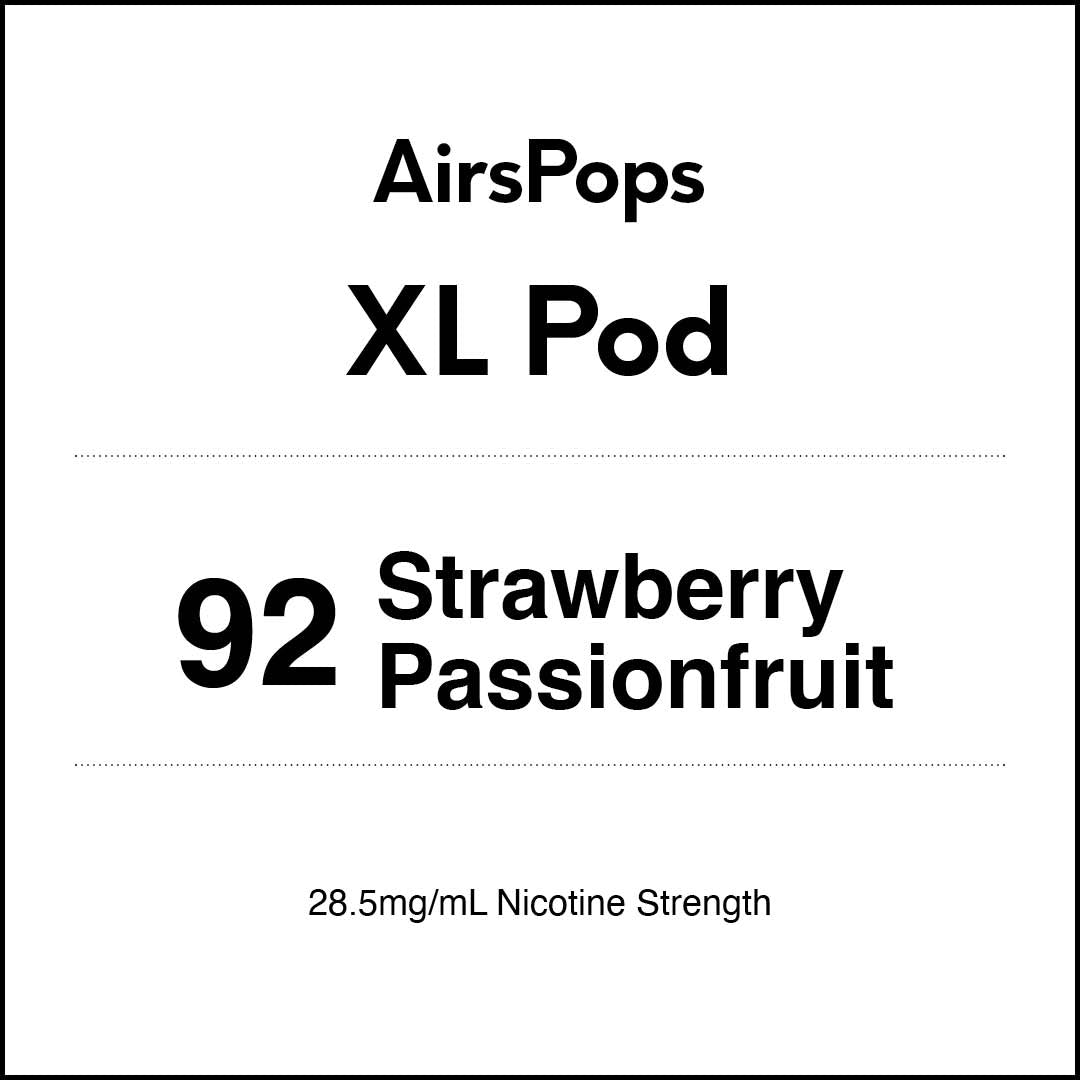 VapeTrend NZ's AirsPops XL Pod 92 Strawberry Passionfruit