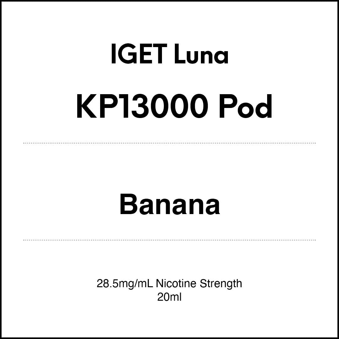 IGET LUNA KP13000 Prefilled Pods - Banana flavour 20ml (13000 puffs) in VapeTrend NZ