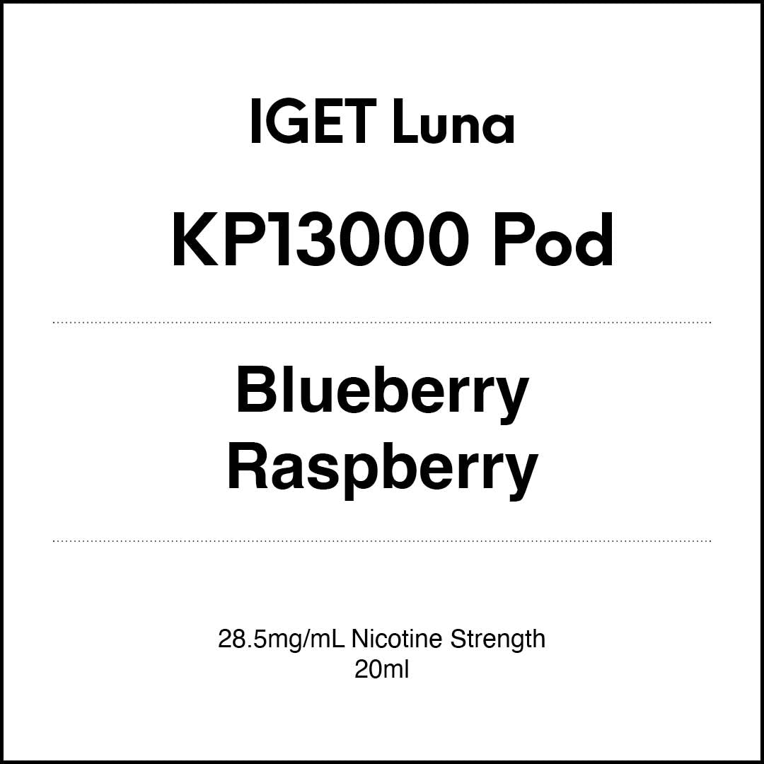 IGET LUNA KP13000 Prefilled Pods - Blueberry Raspberry flavour 20ml (13000 puffs) in VapeTrend NZ