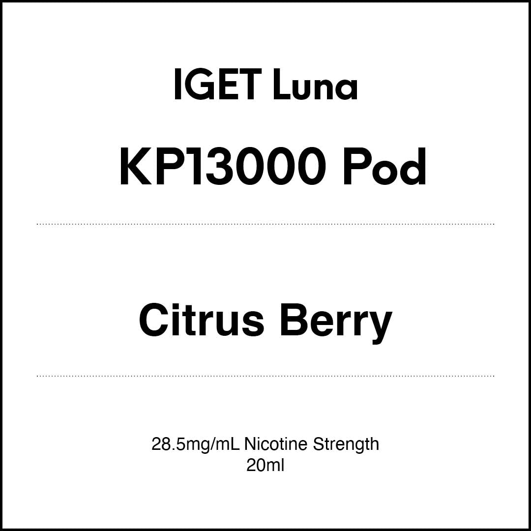 IGET LUNA KP13000 Prefilled Pods - Citrus Berry flavour 20ml (13000 puffs) in VapeTrend NZ