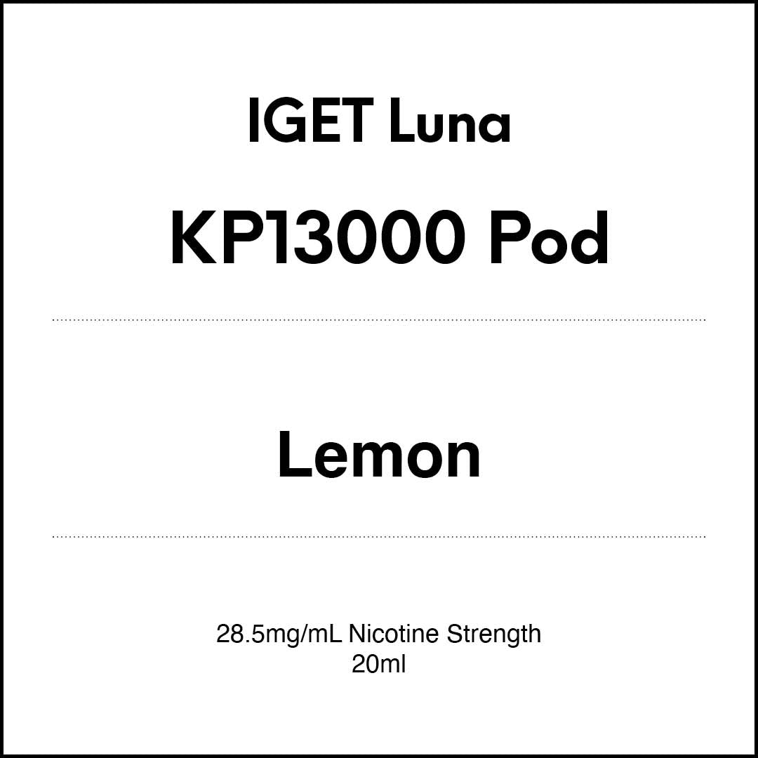 IGET LUNA KP13000 Prefilled Pods - Lemon flavour 20ml (13000 puffs) in VapeTrend NZ