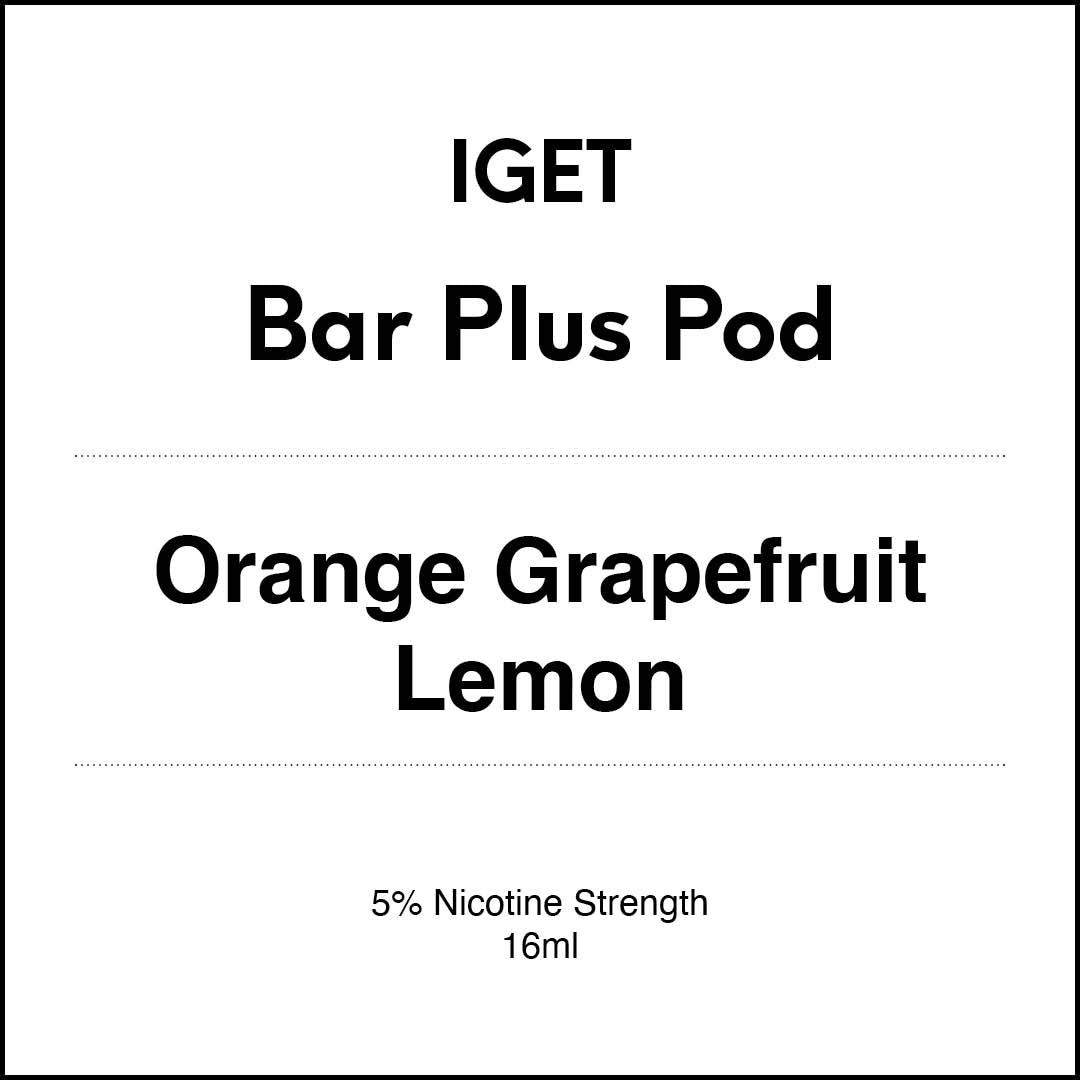 VapeTrend NZ's IGET Bar Plus Pod - Orange Grapefruit Lemon 16ml
