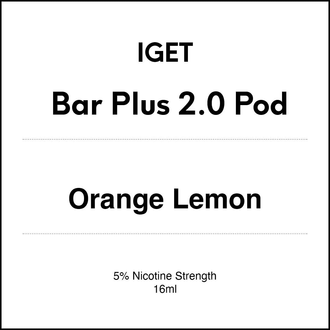 VapeTrend NZ's IGET Bar Plus 2.0 Pod - Orange Lemon 16ml