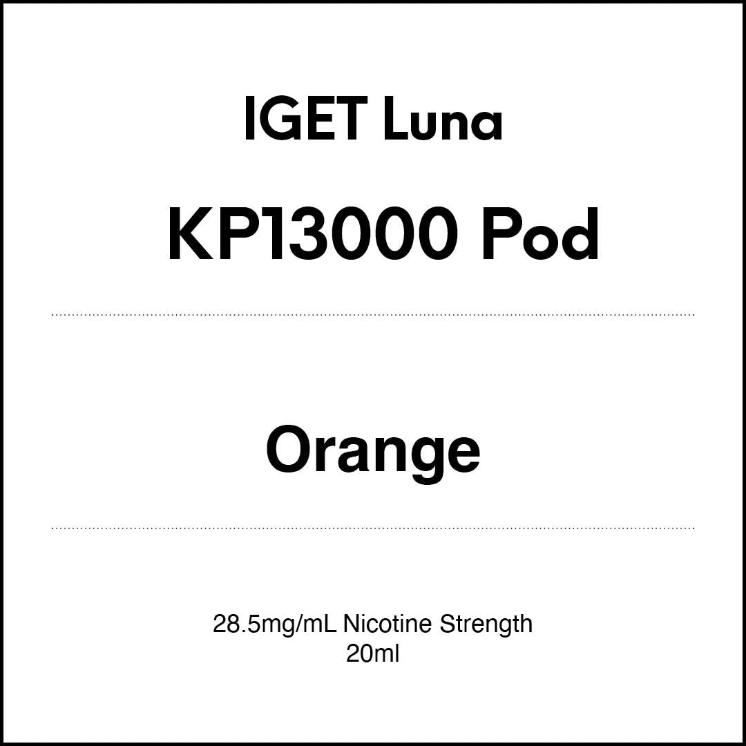 IGET LUNA KP13000 Prefilled Pods - Orange flavour 20ml (13000 puffs) in VapeTrend NZ
