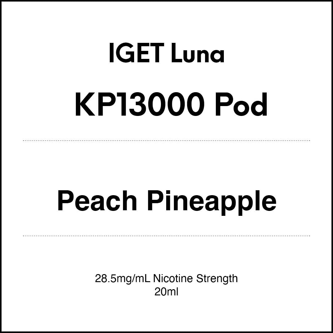 IGET LUNA KP13000 Prefilled Pods - Peach Pineapple flavour 20ml (13000 puffs) in VapeTrend NZ