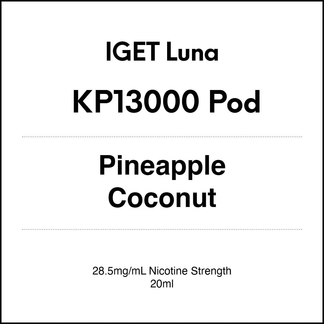 IGET LUNA KP13000 Prefilled Pods - Pineapple Coconut flavour 20ml (13000 puffs) in VapeTrend NZ