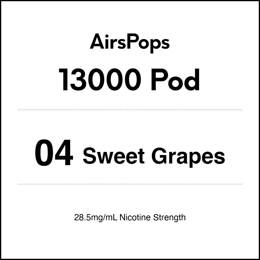 VapeTrend NZ's AirsPops 13000 Pod 04 Sweet Grapes