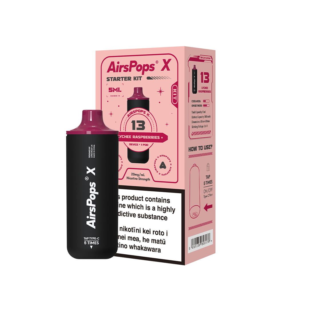 AIRSCREAM AirsPops X - 13 Lychee Raspberries Kit 5ml (3000 Puffs) - VapeTrend NZ