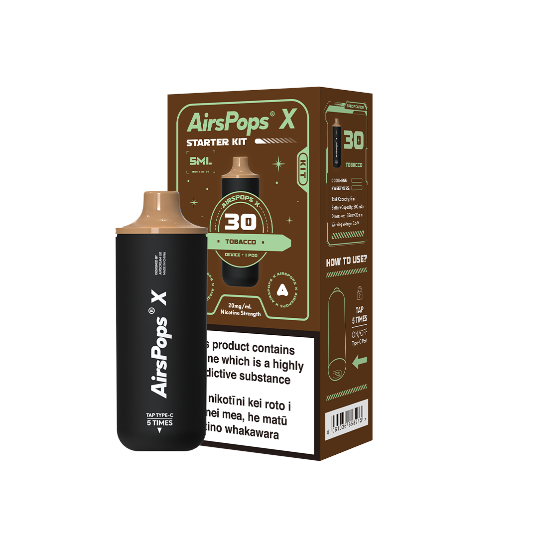 AIRSCREAM AirsPops X - 30 Tobacco Kit 5ml (3000 Puffs) - VapeTrend NZ