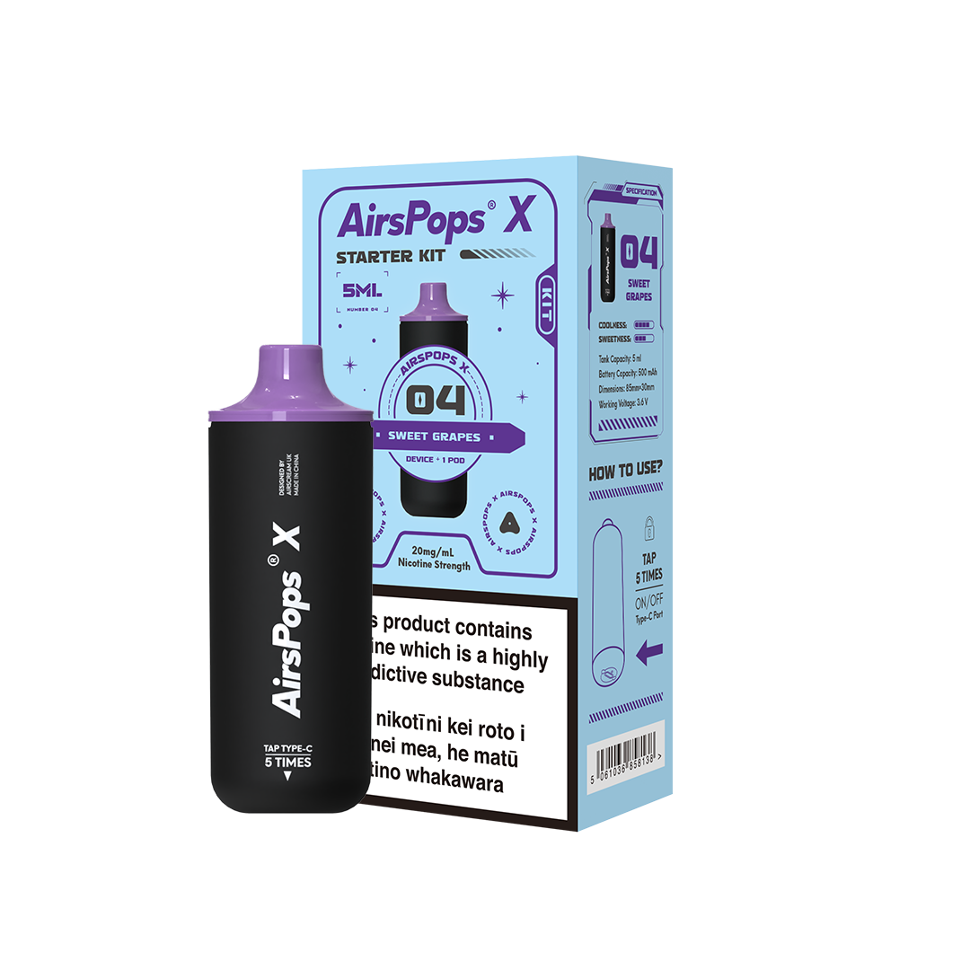 AIRSCREAM AirsPops X - 04 Sweet Grapes Kit 5ml (3000 Puffs) - VapeTrend NZ