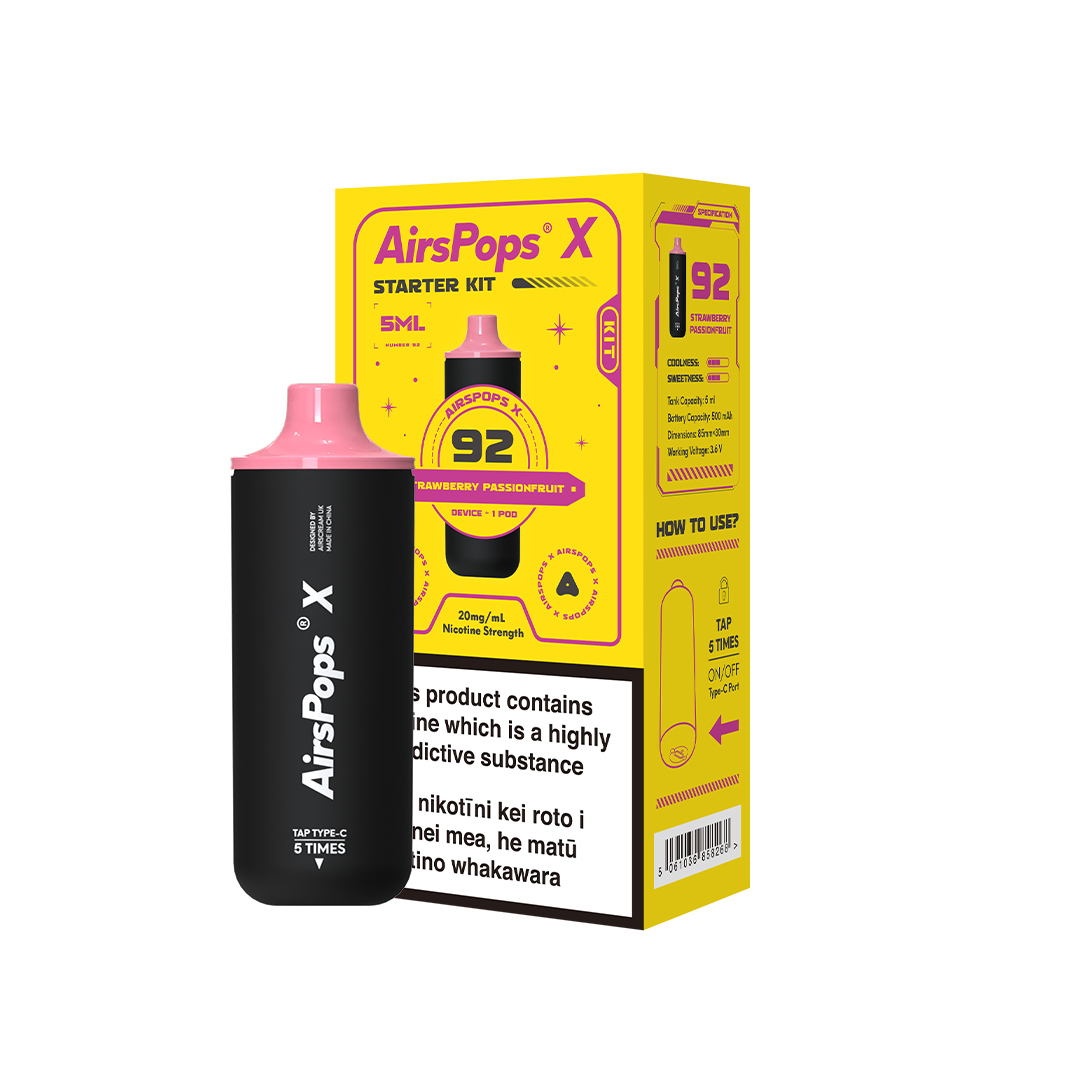 AIRSCREAM AirsPops X - 92 Strawberry Passionfruit Kit 5ml (3000 Puffs) - VapeTrend NZ