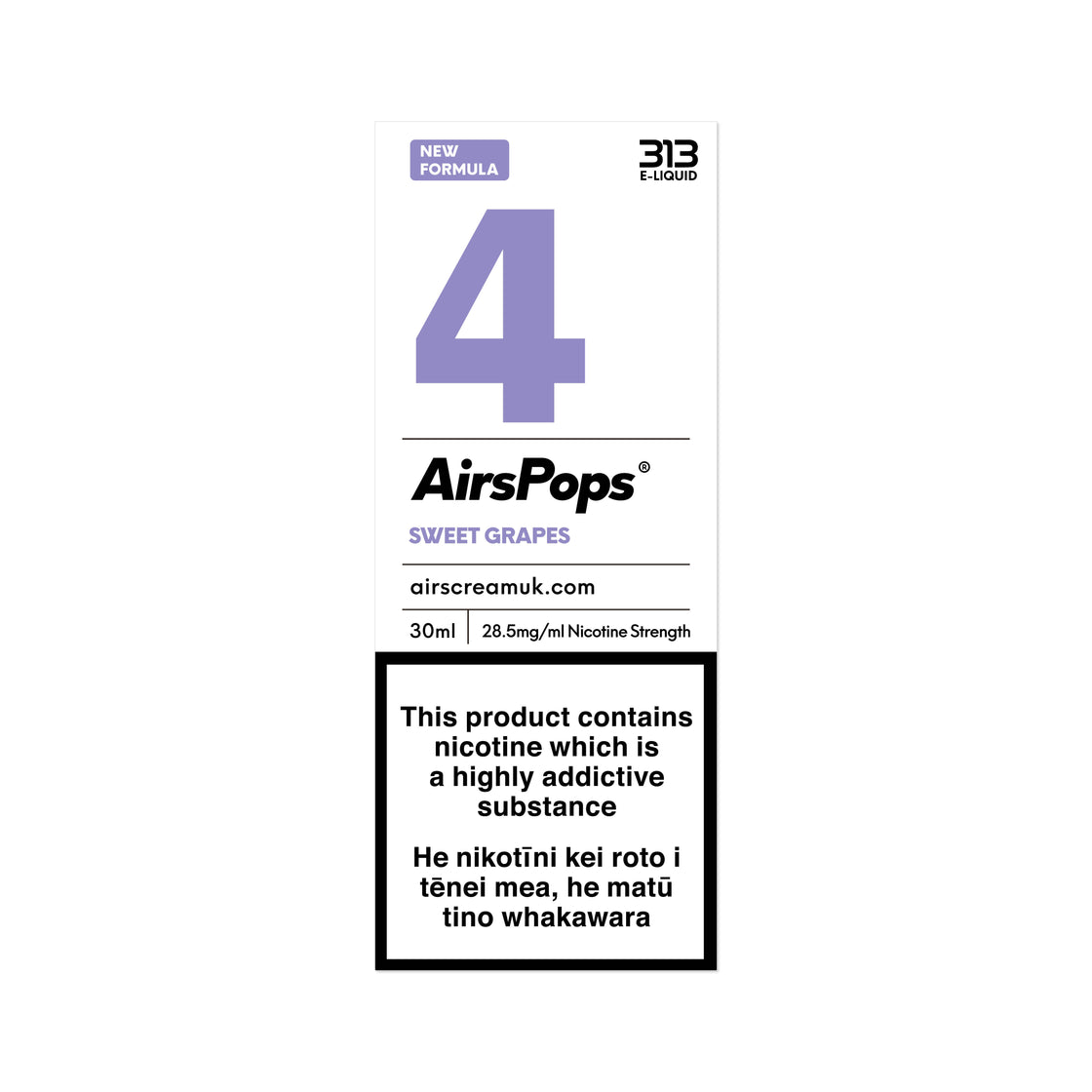 AirsPops 313 E-LIQUID No.4 Sweet Grapes(Prev. Freezy Grape) 30ml AIRSCREAM - VapeTrend NZ