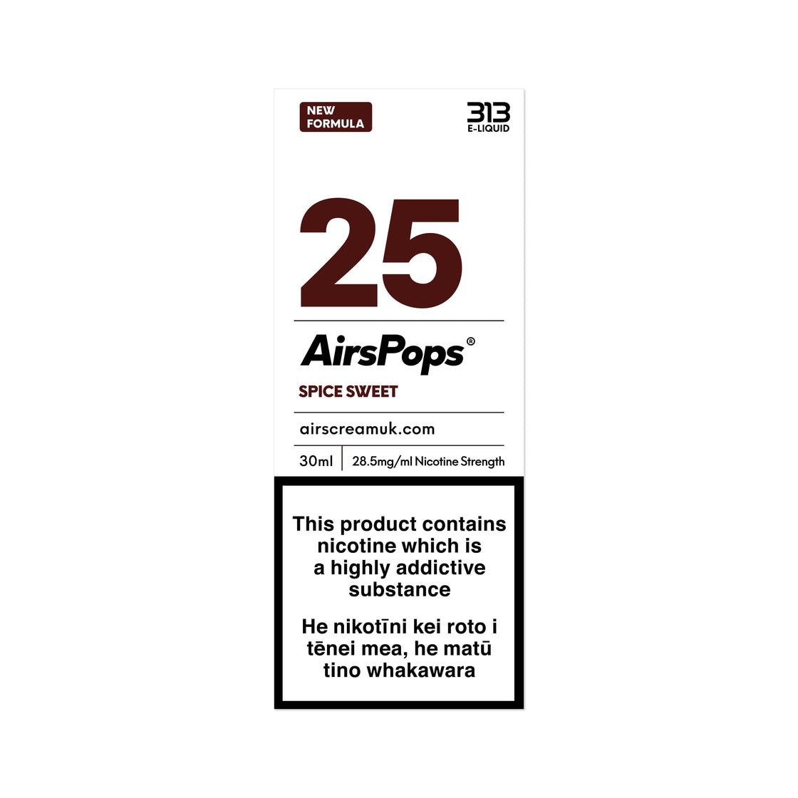 AirsPops 30ml 313 E-liquid - No.25 Spice Sweet (Prev. Ice Cola) AIRSCREAM - VapeTrend NZ