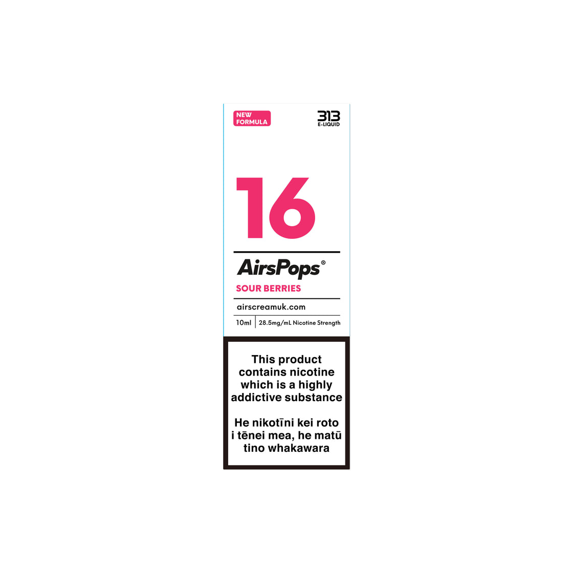 AirsPops 10ml 313 E-liquid - No.16 Sour Berry (Prev. Pink Crystal) AIRSCREAM - VapeTrend NZ