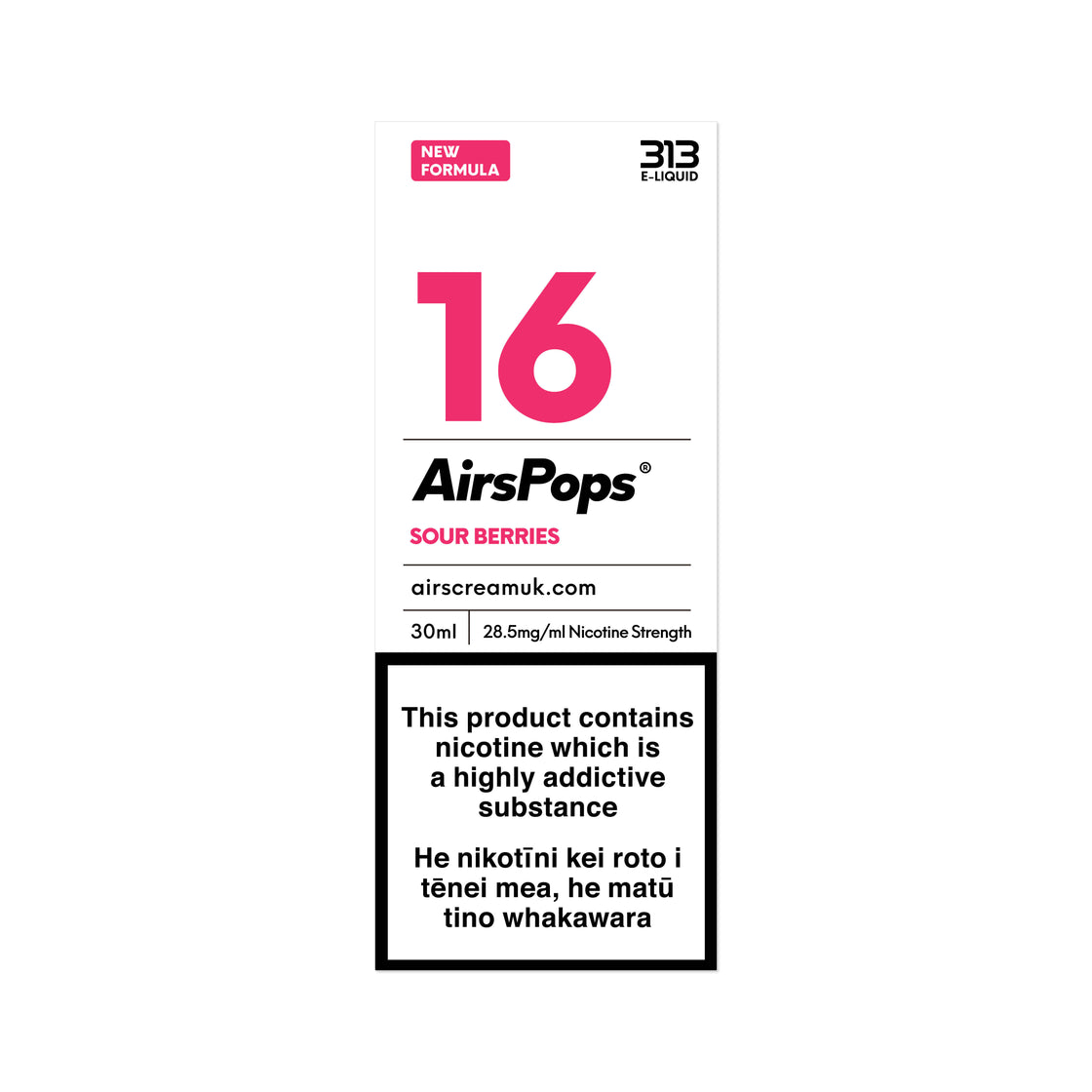 AirsPops 313 E-LIQUID No.16 Sour Berries(Prev. Pink Crystal) 30ml AIRSCREAM - VapeTrend NZ