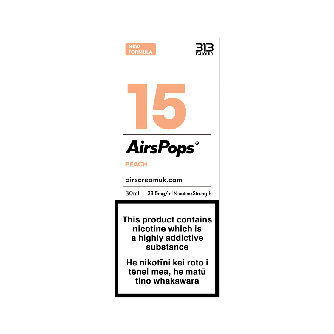 AirsPops 313 E-LIQUID No.15 Peach(Prev. Peach Ice) 30ml AIRSCREAM - VapeTrend NZ