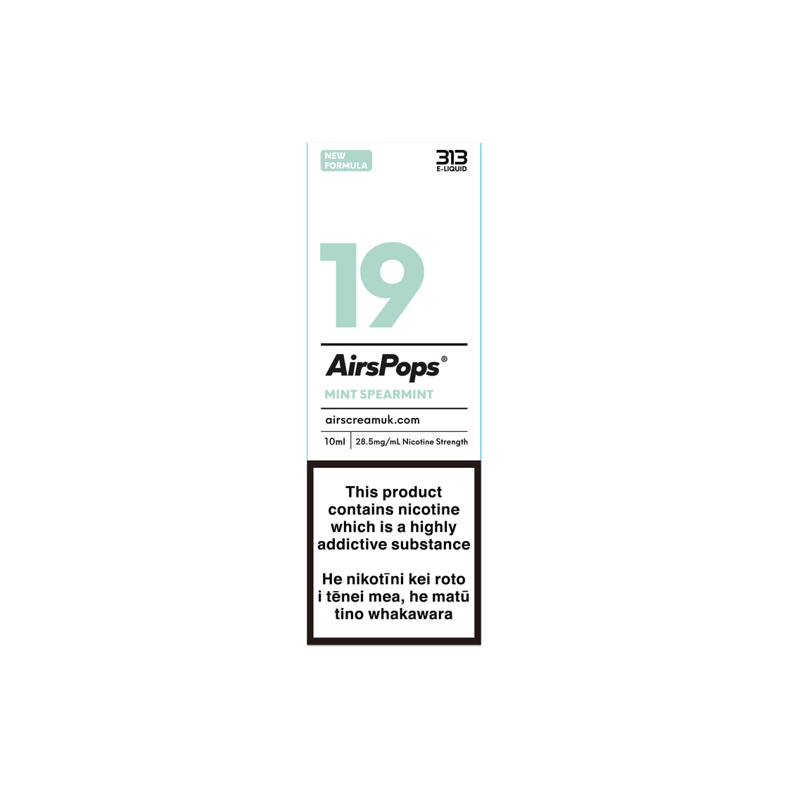 AirsPops 10ml 313 E-liquid - No.19 Mint Spearmint (Prev. Polar Mint) AIRSCREAM - VapeTrend NZ