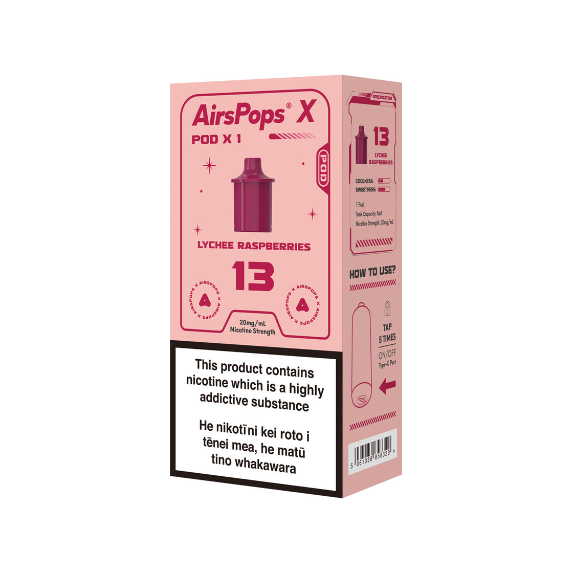 AIRSCREAM AirsPops X Single Pod - 13 Lychee Raspberries 3000 Puffs 5ml