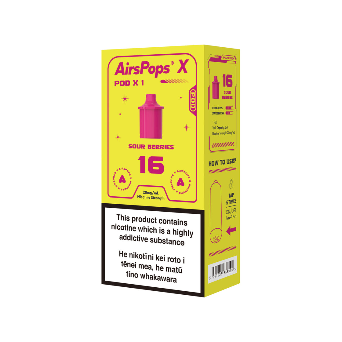 AIRSCREAM AirsPops X Single Pod - 16 Sour Berries 3000 Puffs 5ml