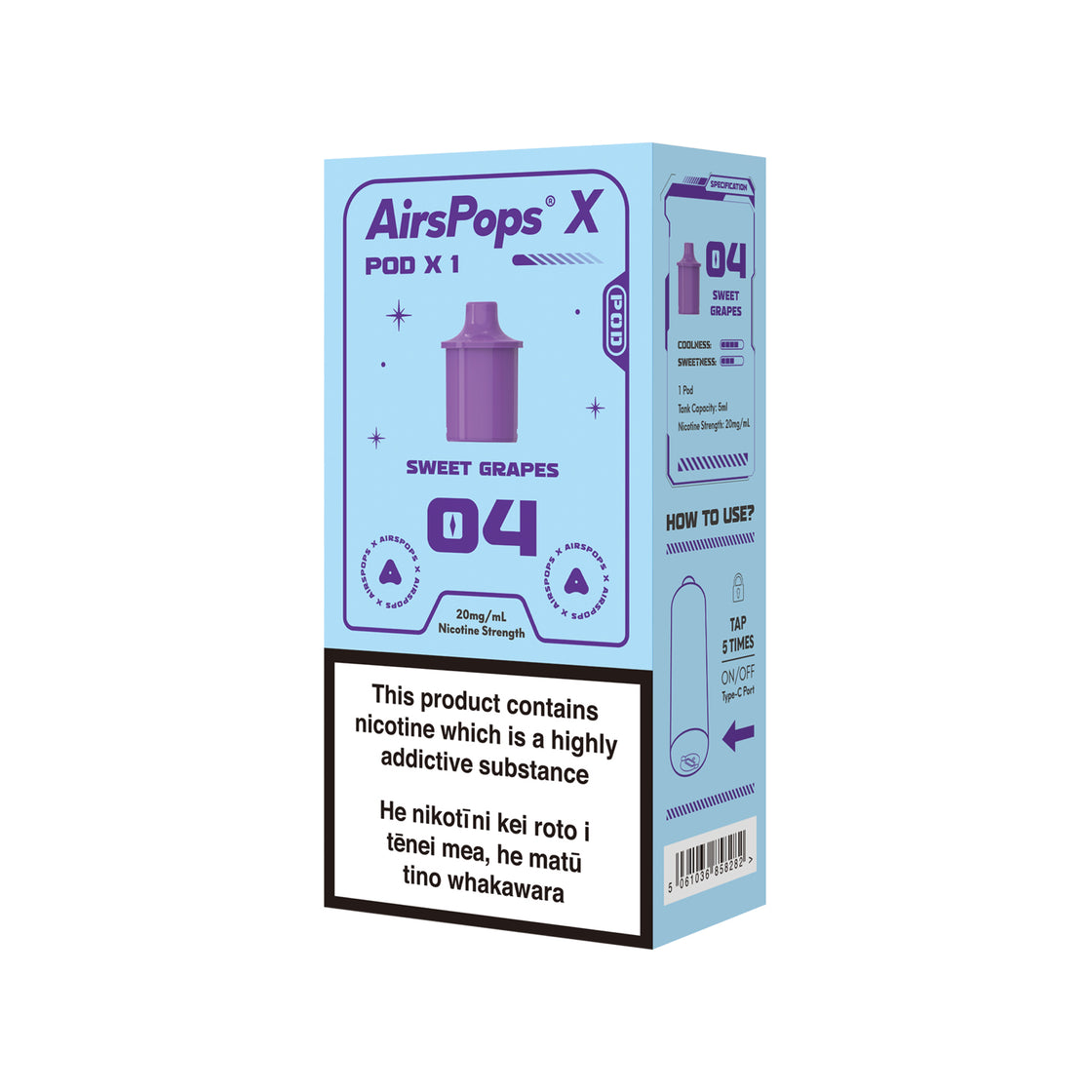 AIRSCREAM AirsPops X Single Pod - 04 Sweet Grapes 3000 Puffs 5ml - VapeTrend NZ