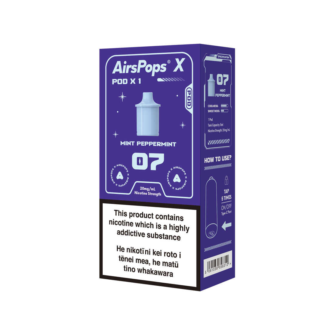 AIRSCREAM AirsPops X Single Pod - 07 Mint Peppermint 3000 Puffs 5ml