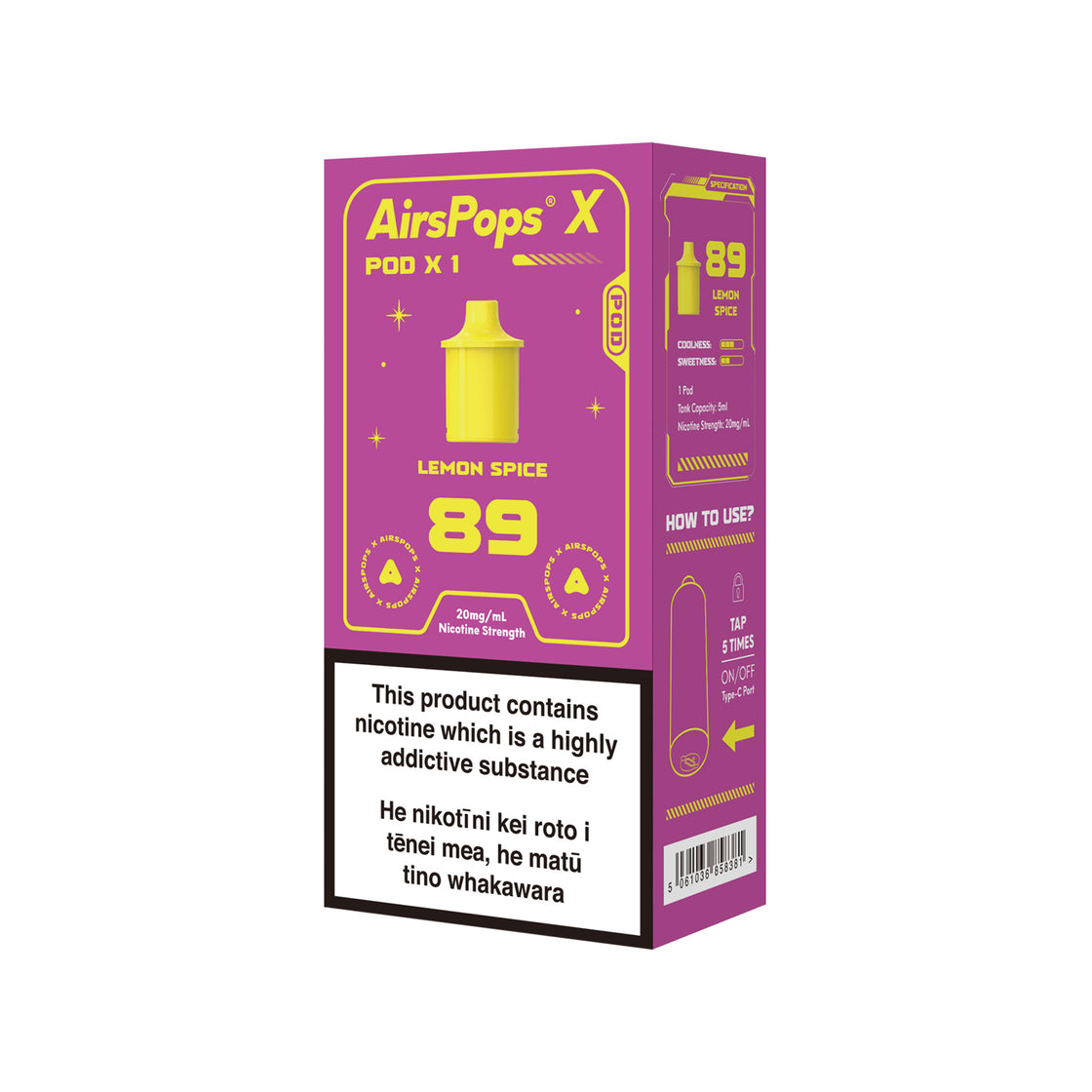 AIRSCREAM AirsPops X Single Pod - 89 Lemon Spice 3000 Puffs 5ml - VapeTrend NZ