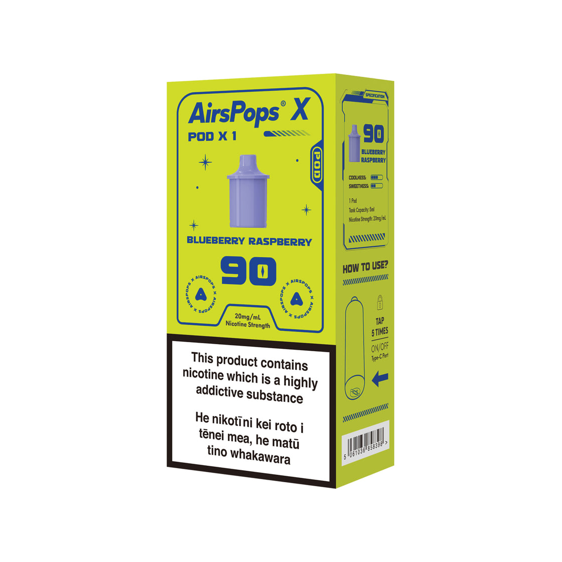 AIRSCREAM AirsPops X Single Pod - 90 Blueberry Raspberry 3000 Puffs 5ml