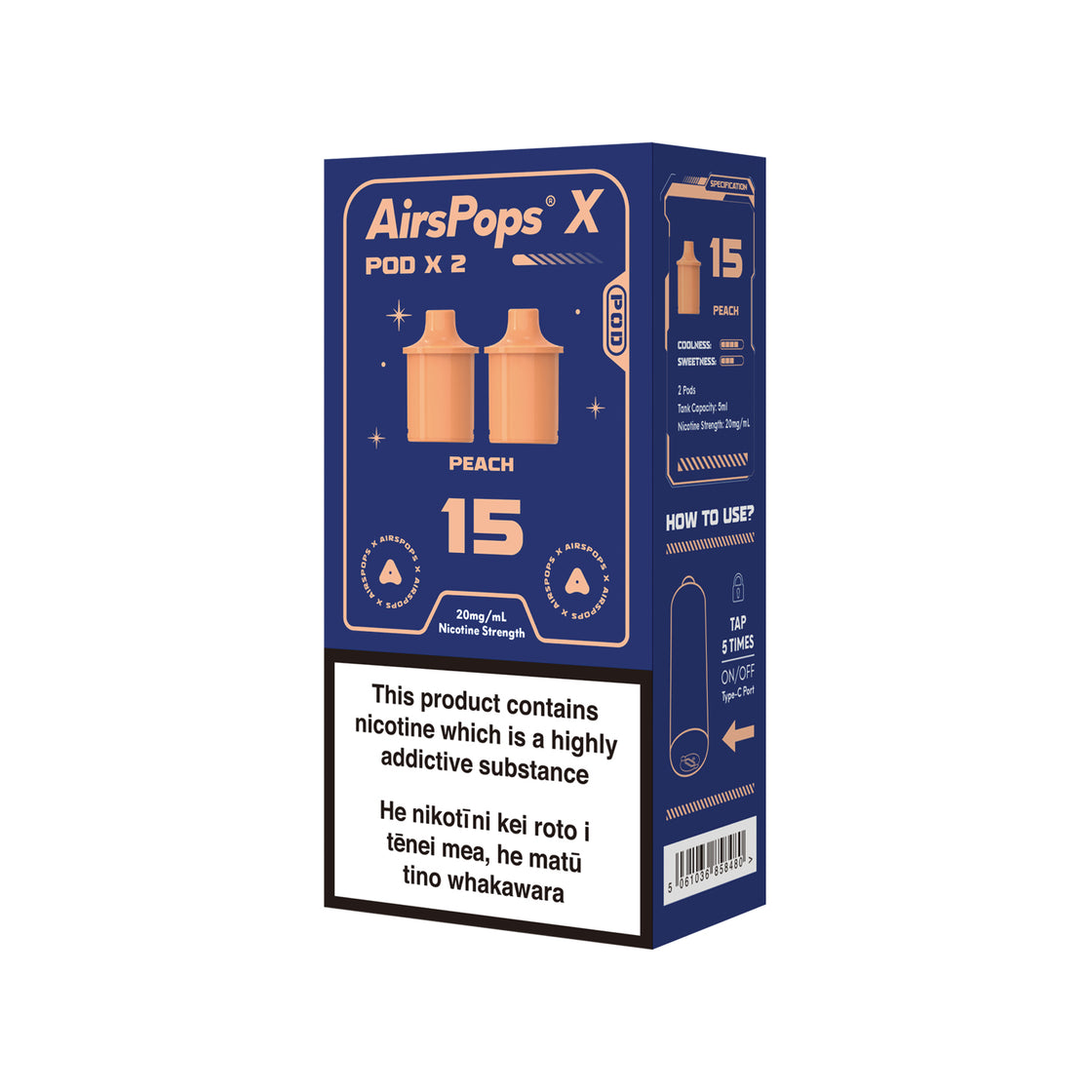 AIRSCREAM AirsPops X Twin Pod - 15 Peach 3000 Puffs 5ml