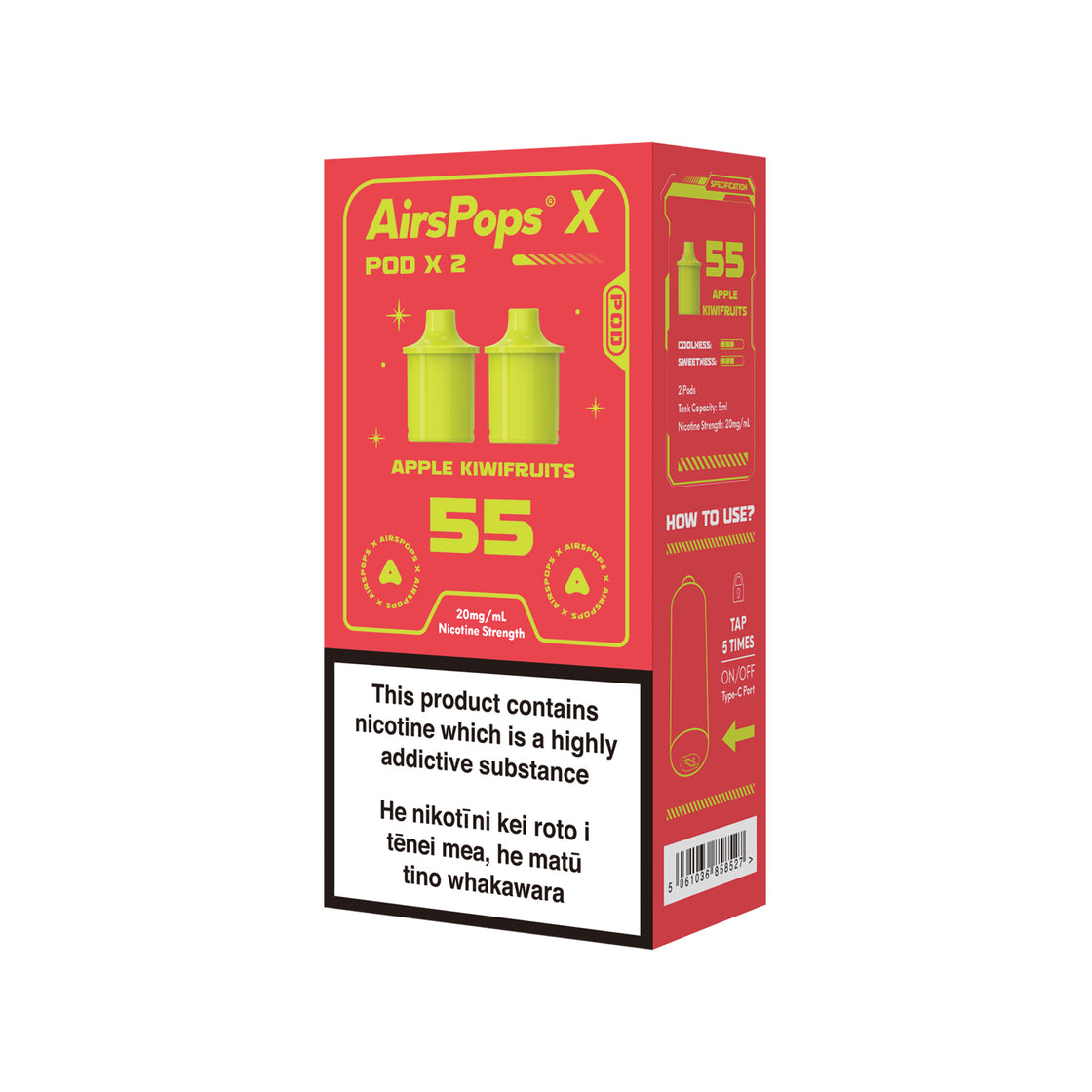 AIRSCREAM AirsPops X Twin Pod - 55 Apple Kiwifruits 3000 Puffs 5ml