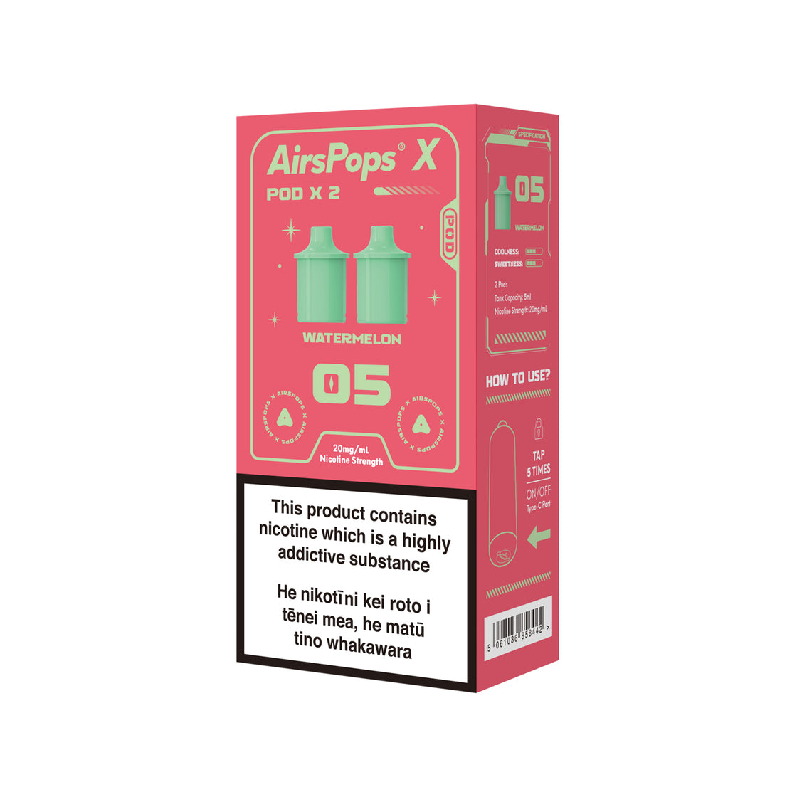 AIRSCREAM AirsPops X Twin Pod - 05 Watermelon 3000 Puffs 5ml - VapeTrend NZ