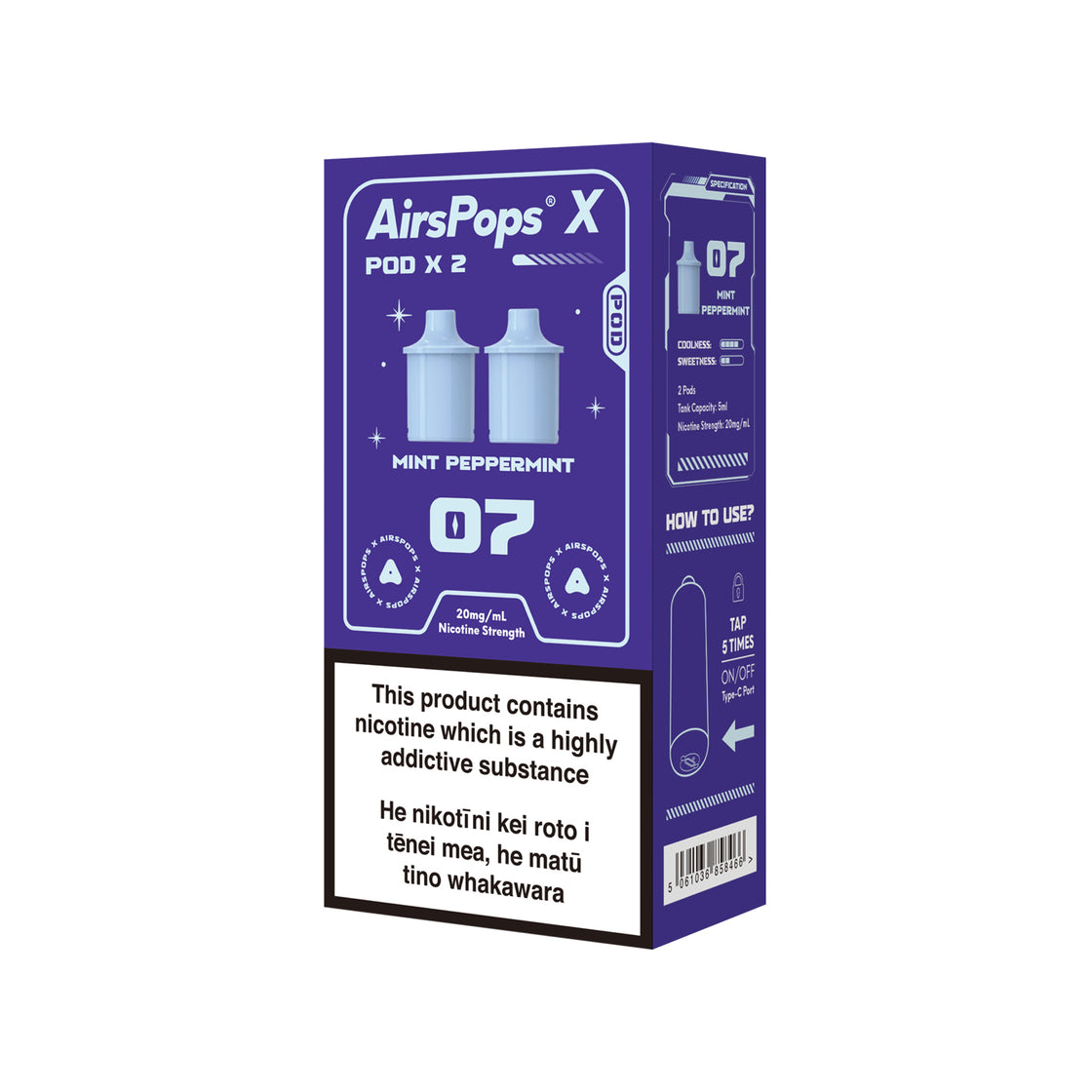 AIRSCREAM AirsPops X Twin Pod - 07 Mint Peppermint 3000 Puffs 5ml - VapeTrend NZ