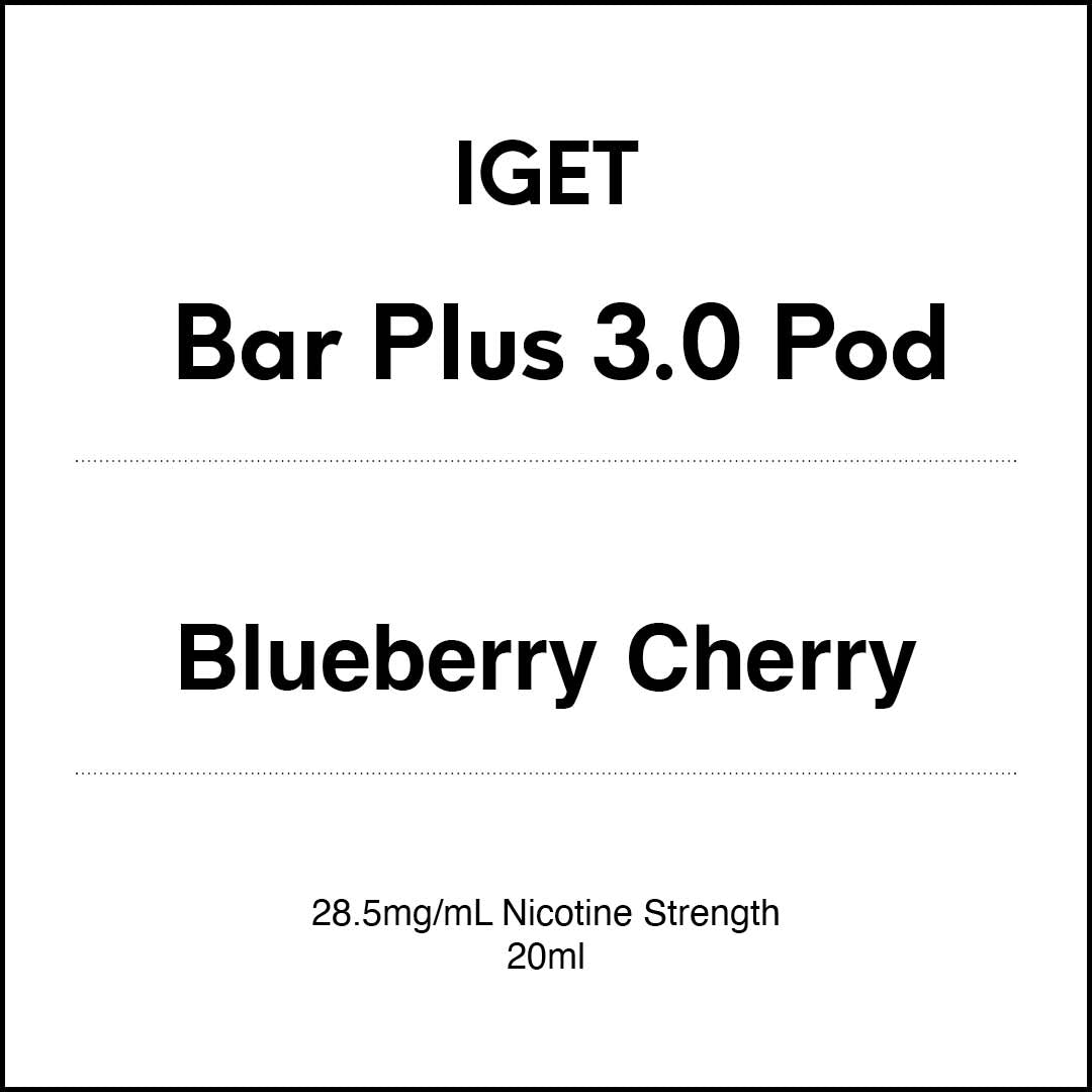 VapeTrend NZ's IGET Bar Plus 3.0 Pod - Blueberry Cherry 20ml