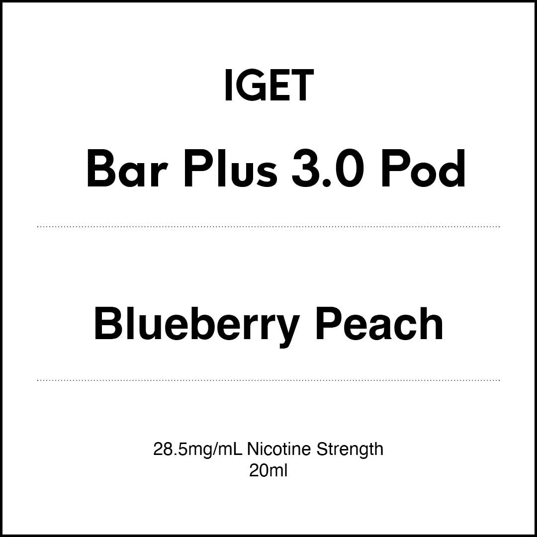 VapeTrend NZ's IGET Bar Plus 3.0 Pod - Blueberry Peach 20ml