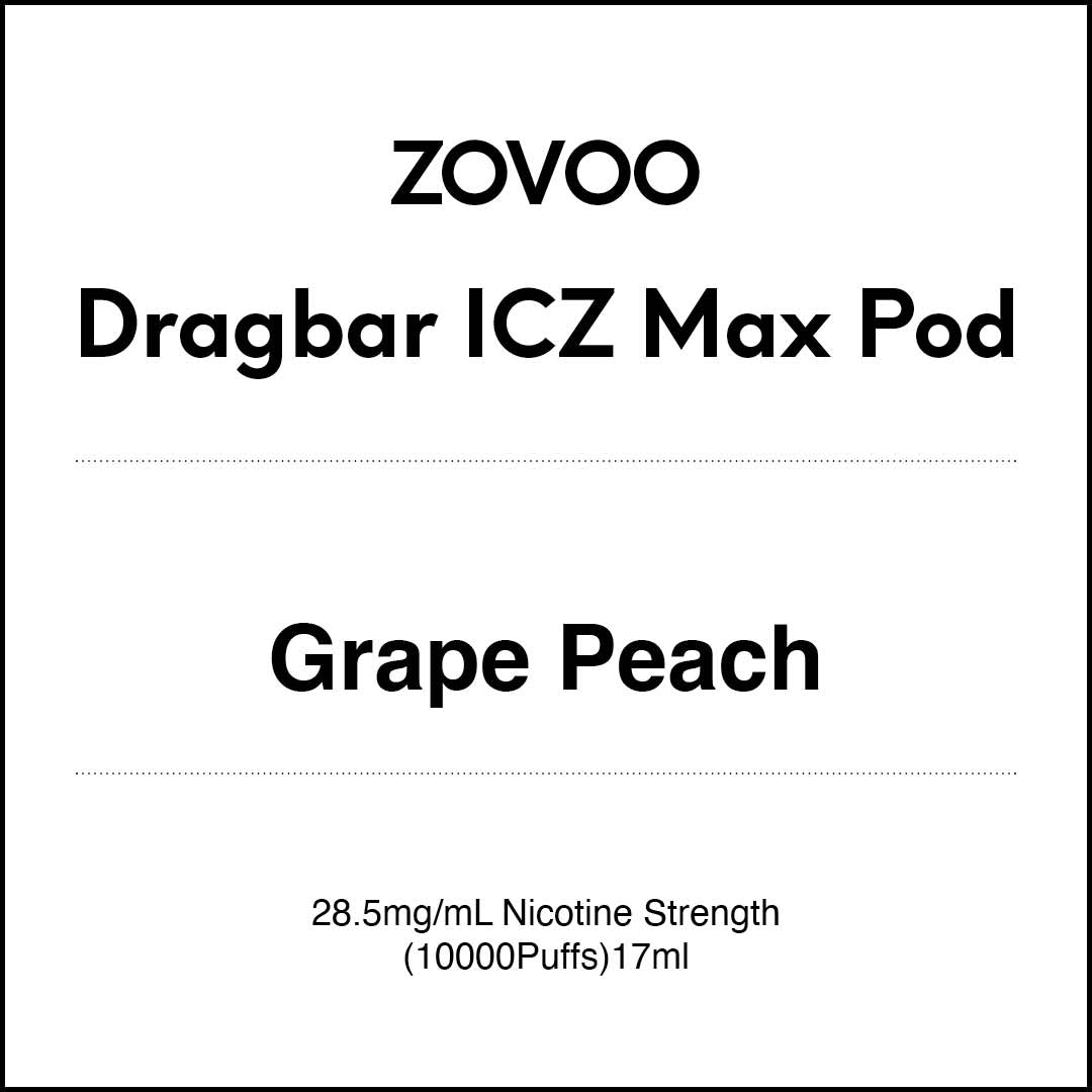 Zovoo Dragbar ICZ Max Prefilled Pod - Grape Peach (10000 puffs)
