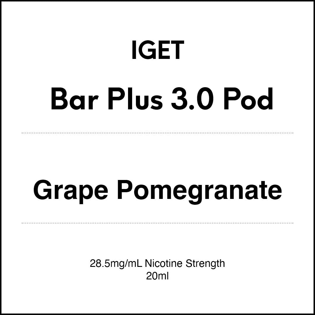 VapeTrend NZ's IGET Bar Plus 3.0 Pod - Grape Pomegranate 20ml