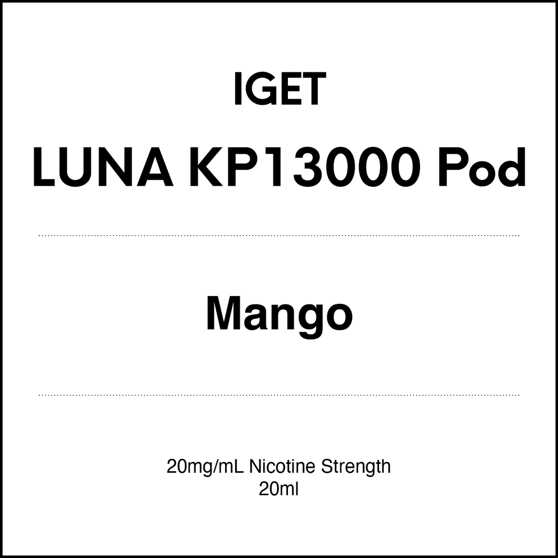 IGET LUNA KP13000 Pods 20mg/ml NIC version