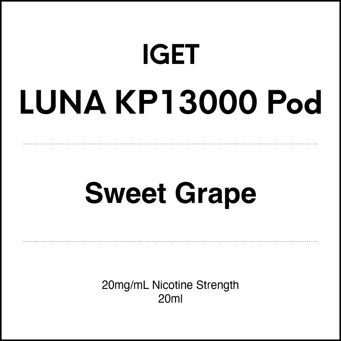 IGET LUNA KP13000 Pods 20mg/ml NIC version