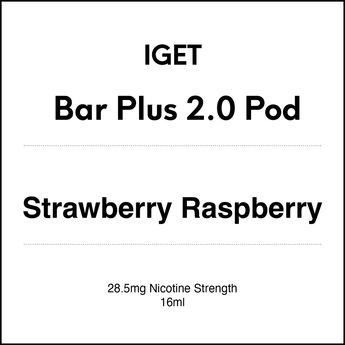 IGET Bar Plus 2.0 Replacement Pod - Strawberry Raspberry 16ml