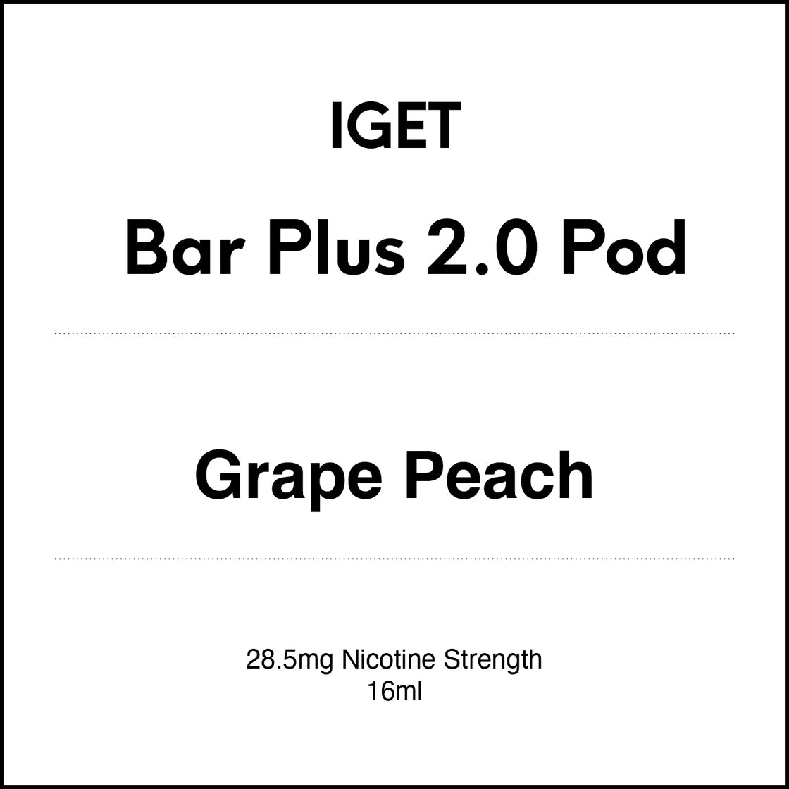 IGET Bar Plus 2.0 Replacement Pod - Grape Peach 16ml