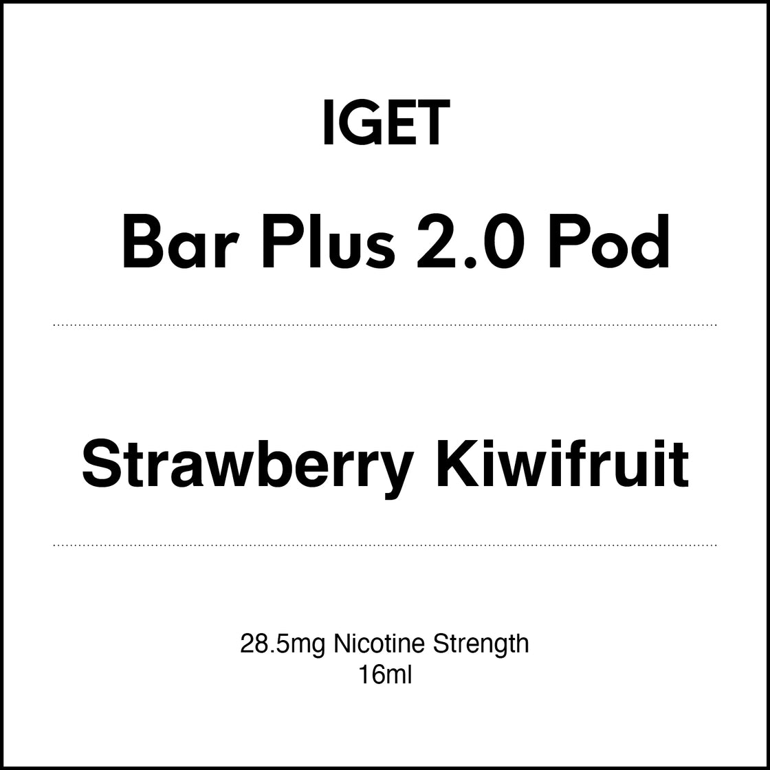 IGET Bar Plus 2.0 Replacement Pod - Strawberry Kiwifruit 16ml