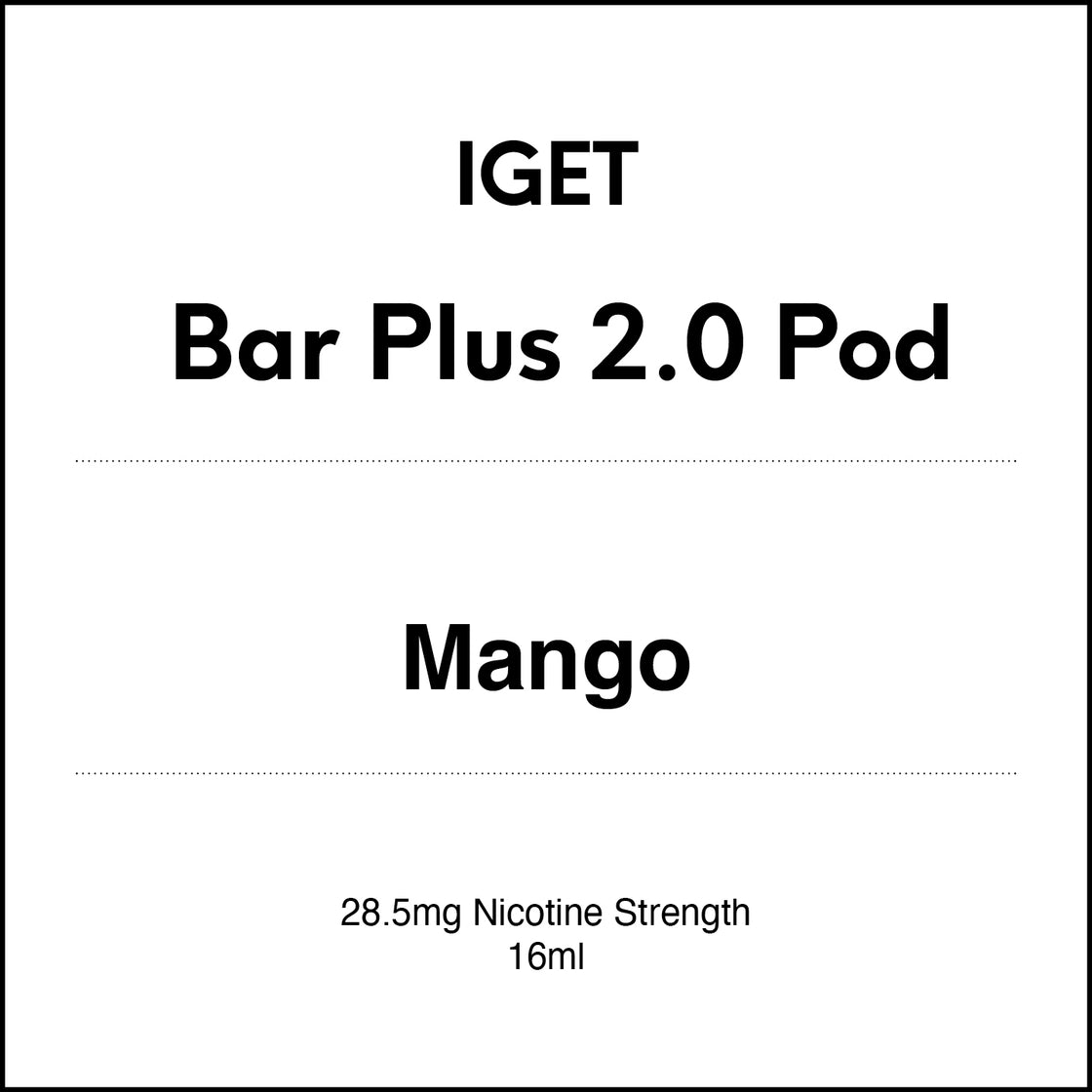 IGET Bar Plus 2.0 Replacement Pod - Mango 16ml