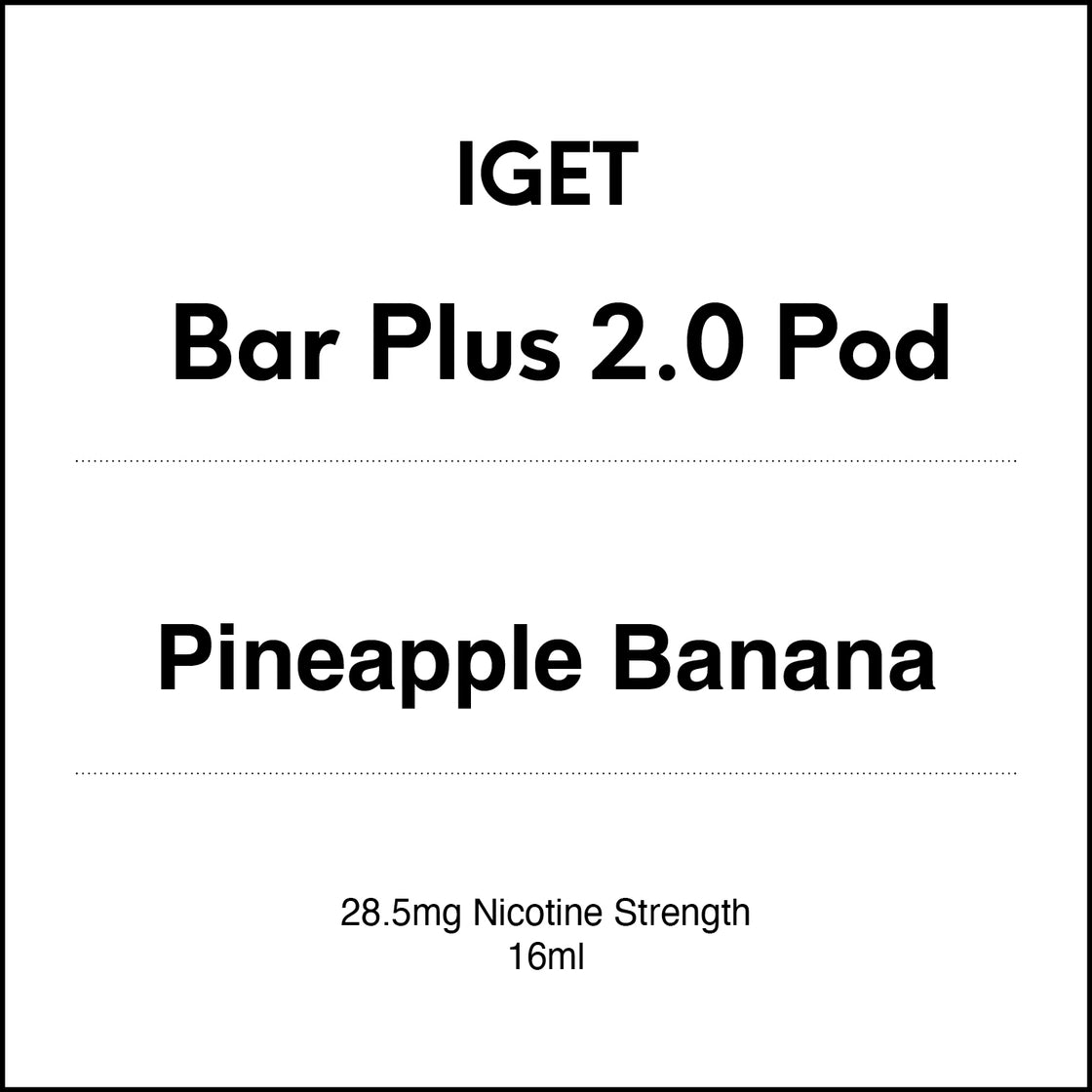 IGET Bar Plus 2.0 Replacement Pod - Pineapple Banana 16ml