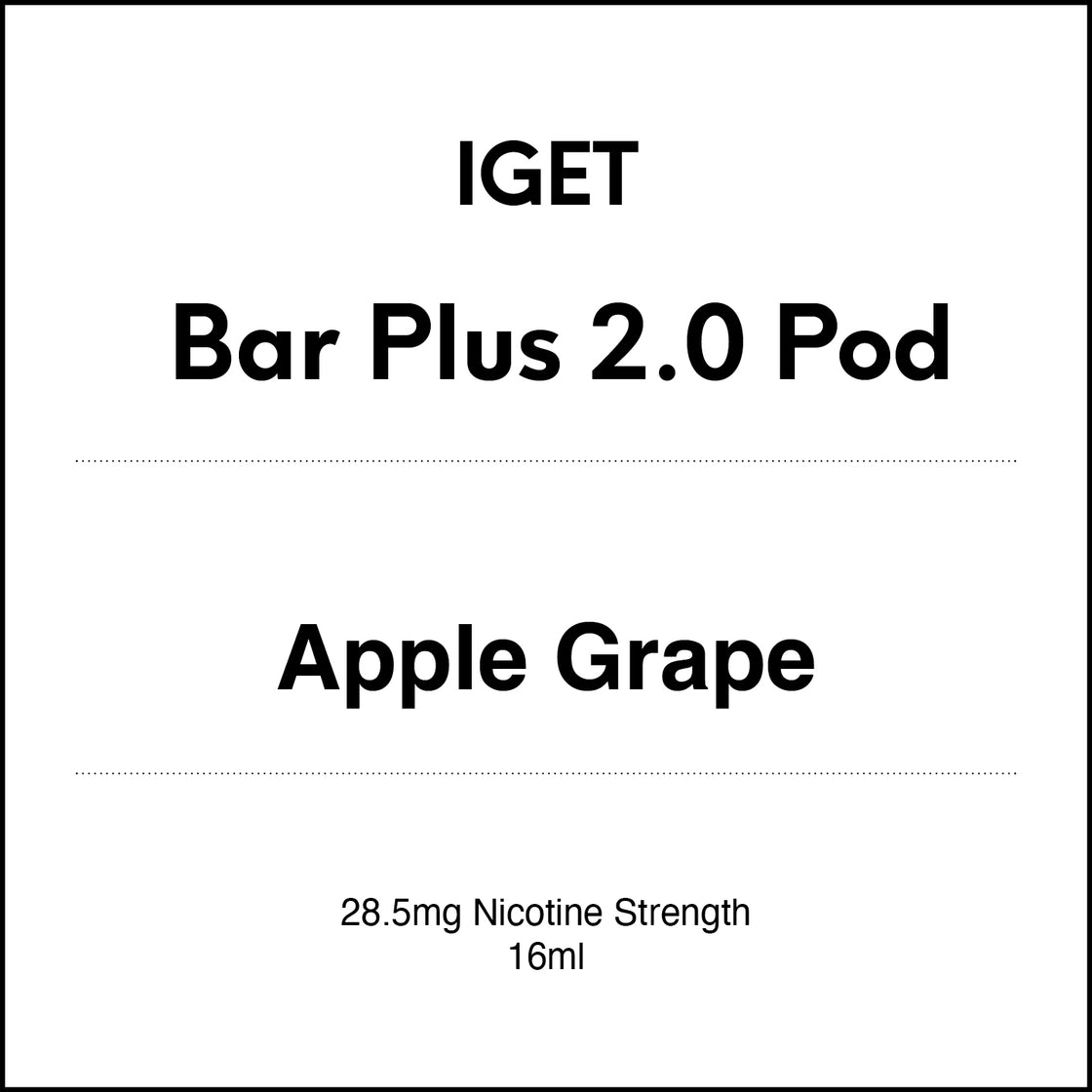 IGET Bar Plus 2.0 Replacement Pod - Apple Grape 16ml