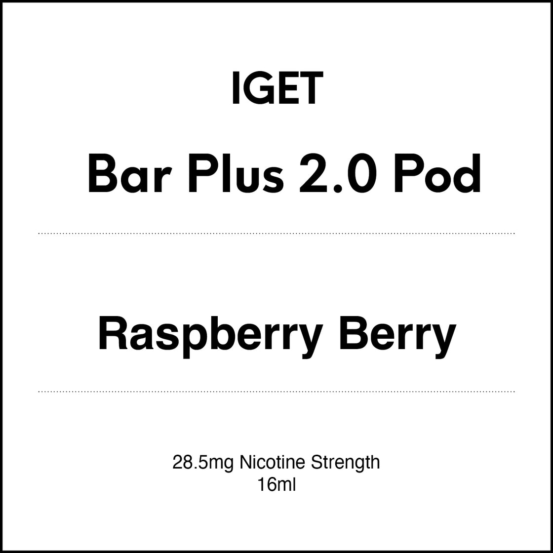 IGET Bar Plus 2.0 Replacement Pod - Raspberry Berry 16ml