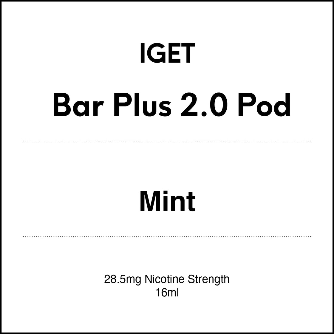 IGET Bar Plus 2.0  Replacement Pod- Mint 16ml