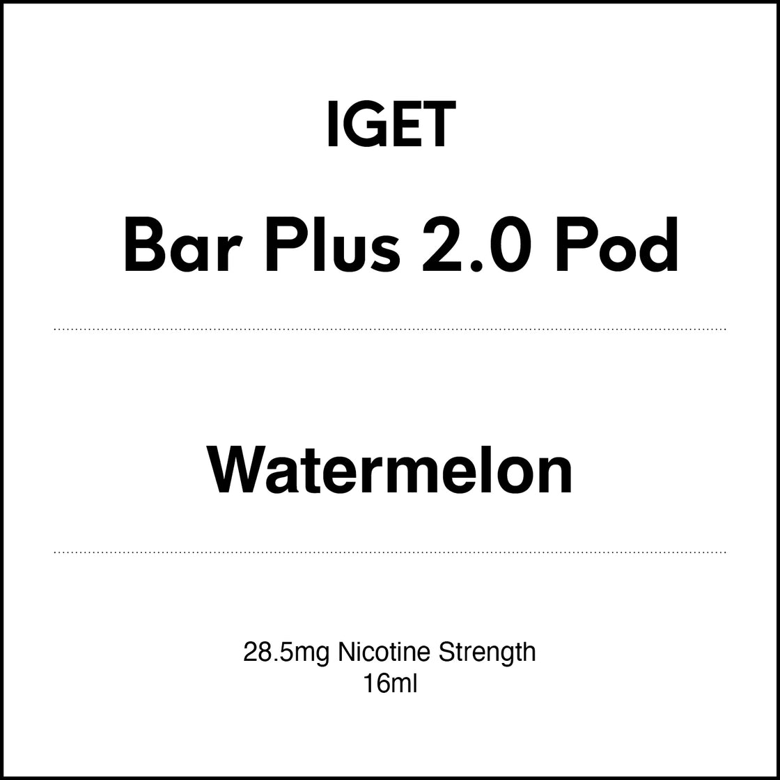 IGET Bar Plus 2.0 Replacement Pod - Watermelom 16ml