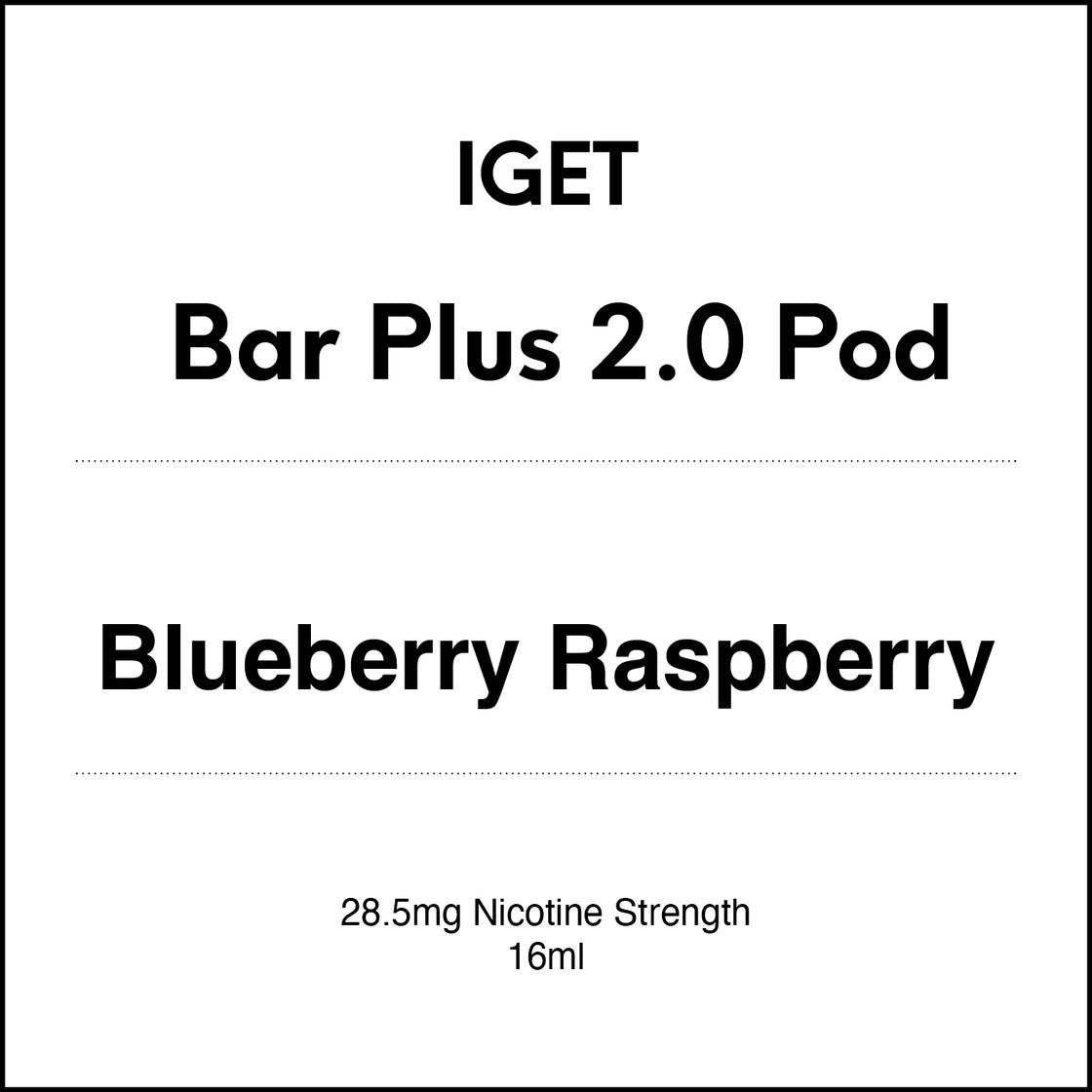 IGET Bar Plus 2.0 Replacement Pod - Blueberry Raspberry 16ml
