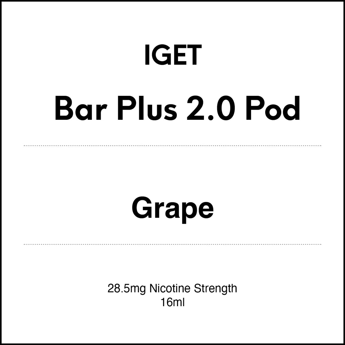 IGET Bar Plus 2.0 Replacement Pod - Grape 16ml